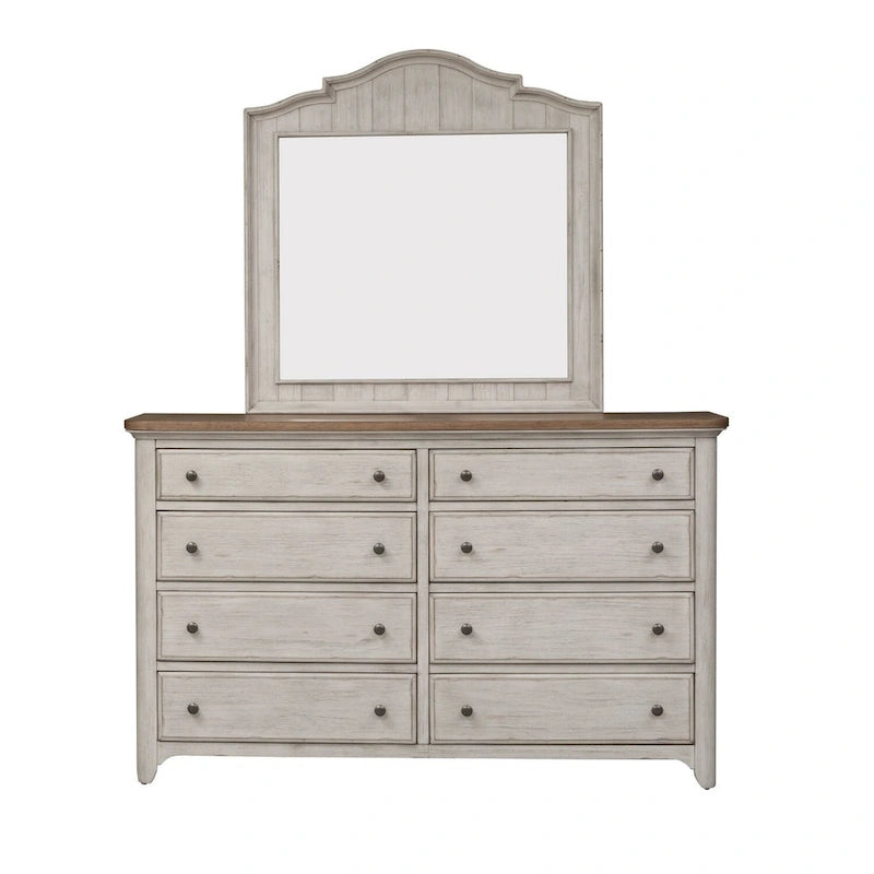 Komoda 8-szufladowa Antique White w stylu nowoczesnej chaty wiejskiej