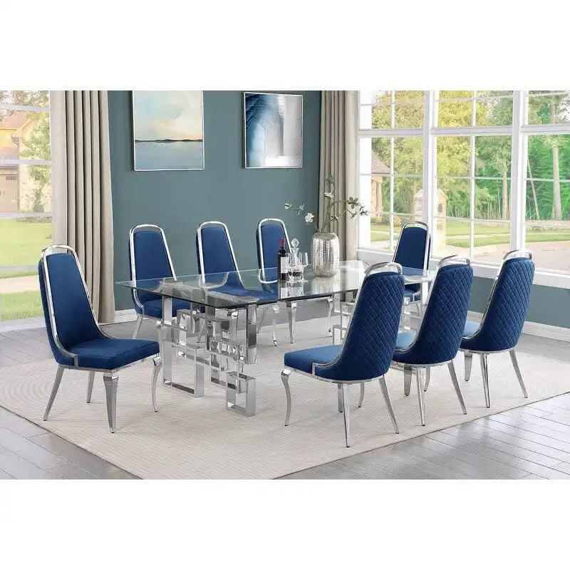 Najwyższej jakości meblośrodki z dużym szklanym stołem do jadalni