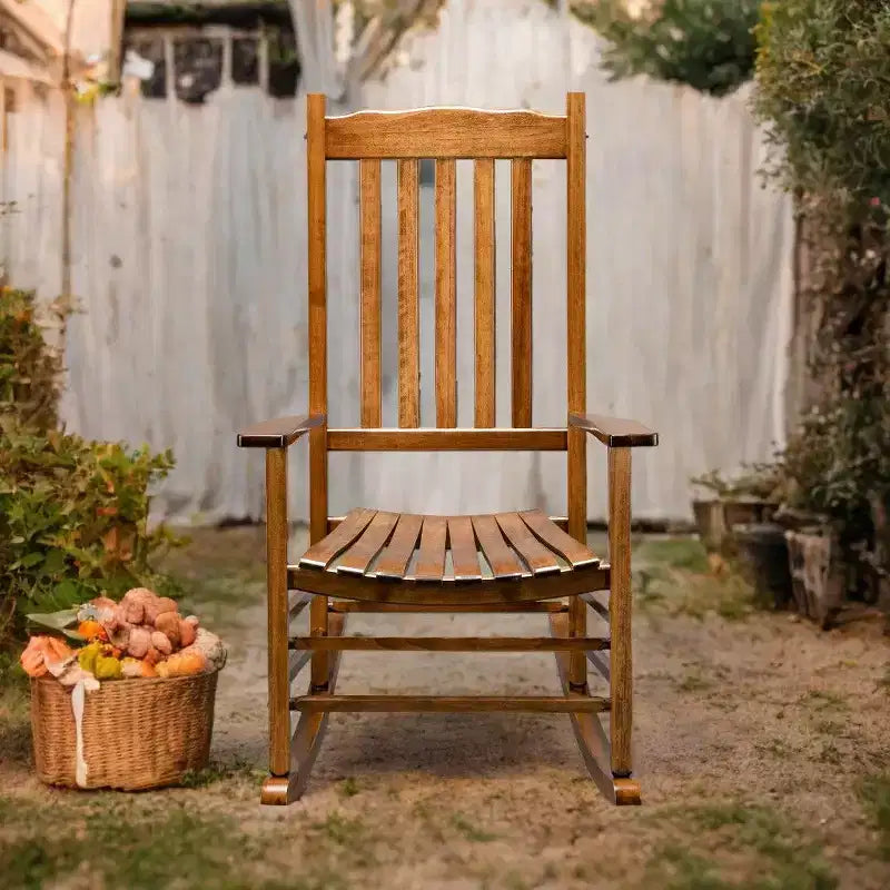 Karl Home | 24-calowy bujany fotel tarasowy z litego drewna