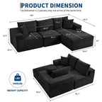 108 Nowoczesna sofa, 3-osobowa sofa tapicerowana w kształcie litery L z poduszkami, sofa z głębokim siedziskiem, bez konieczności montażu