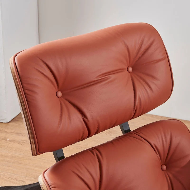 Skórzany fotel wypoczynkowy typu lounge w stylu Mid-Century Modern z funkcją rozkładania
