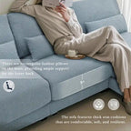 Duża narożna sofa z głębokim siedziskiem i odwracalną narożną sekcją, rozkładana sofa w kształcie litery L, niebieska