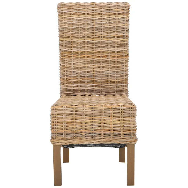 Zestaw 2 krzeseł jadalnianych z naturalnej wikliny, 48 szer. x 56 gł. x 104 wys. cm, styl boho coastal