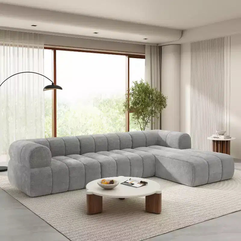 Sofa modułowa w kształcie litery L Christopher Knight Home Keri 122 w stylu nowoczesnym, z pianki o wysokiej gęstości, z niskim oparciem