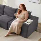 108 Nowoczesna sofa, 3-osobowa sofa tapicerowana w kształcie litery L z poduszkami, sofa z głębokim siedziskiem, bez konieczności montażu