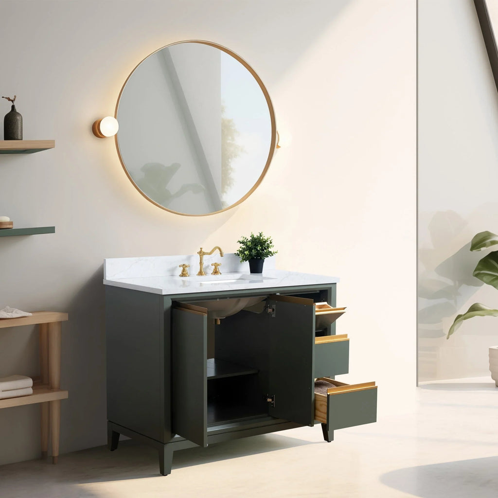 Szafka łazienkowa Vanity Art z ceramicznym umywalkiem i blatem z marmuru kompozytowego